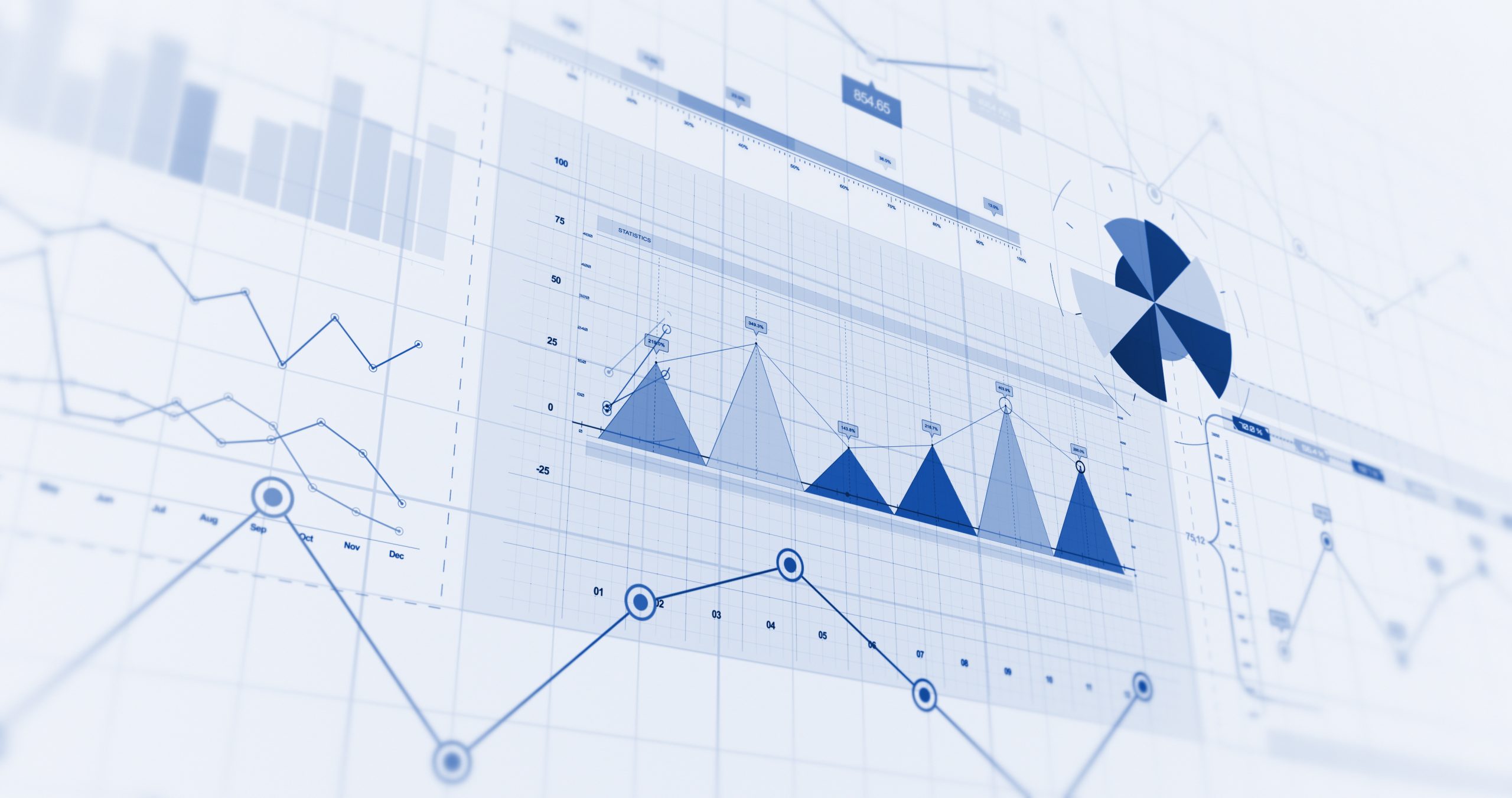 Financial Business Charts, Graphs And Diagrams. 3D Illustration Render