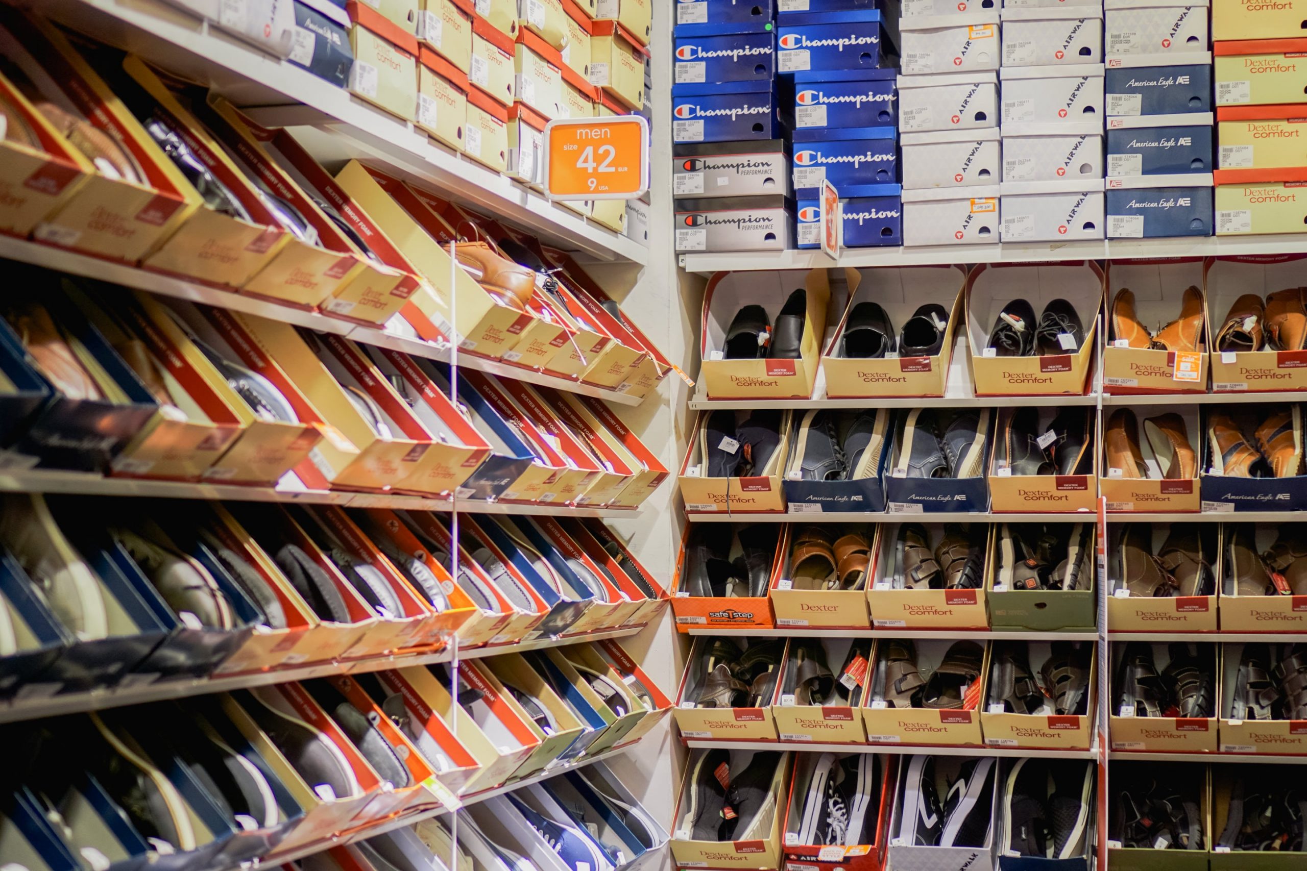 shoes on a rack